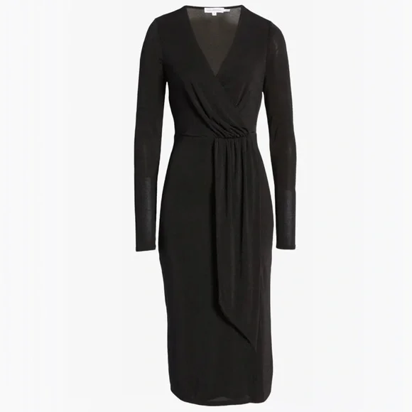 Good American Shimmer Long Sleeve Faux Wrap Dress - M - Picture 6 of 16